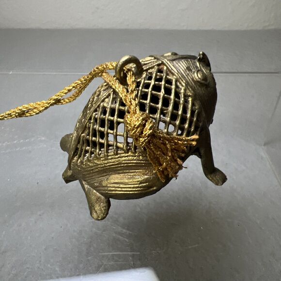 Brass Frog Dhokra Tribal Art India Figurine Ornament Lattice - Picture 3 of 7